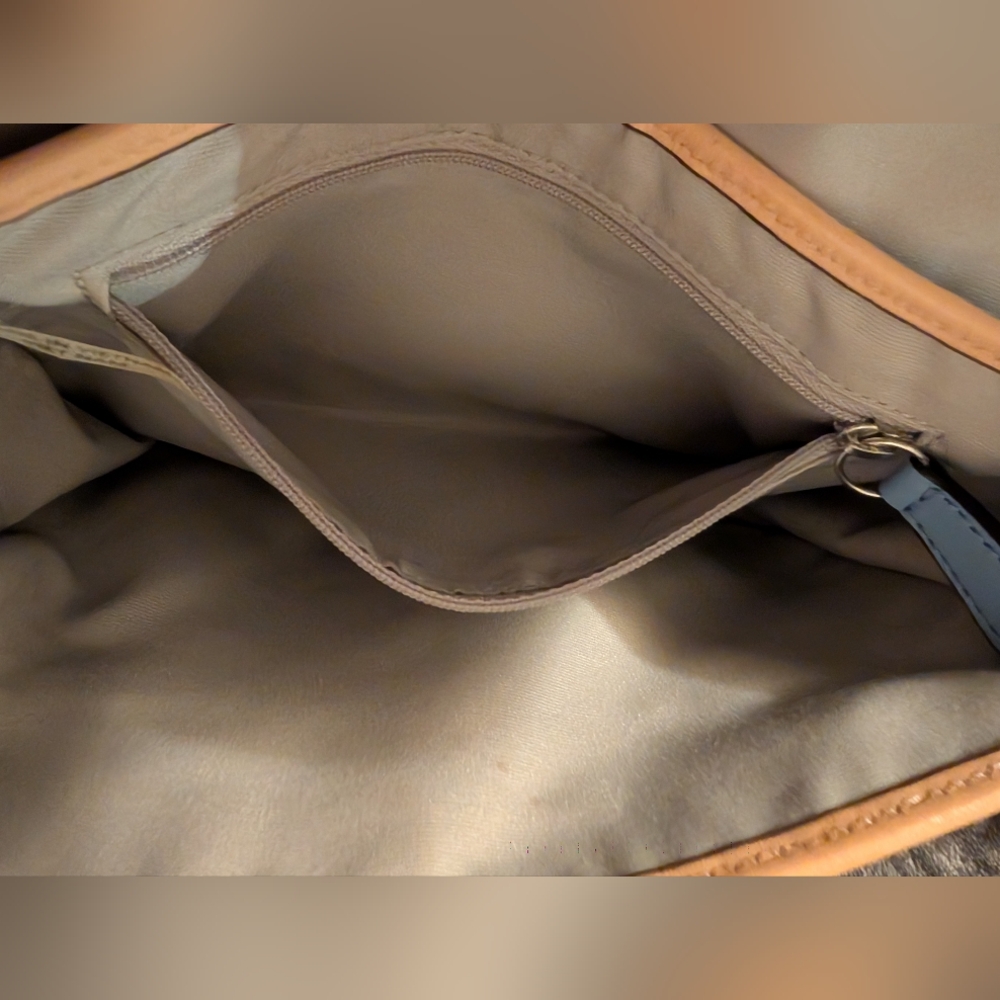 Coach patent Leather Quilted Blue and Tan Crossbody Bag In Good Shape! - Picture 8 of 11